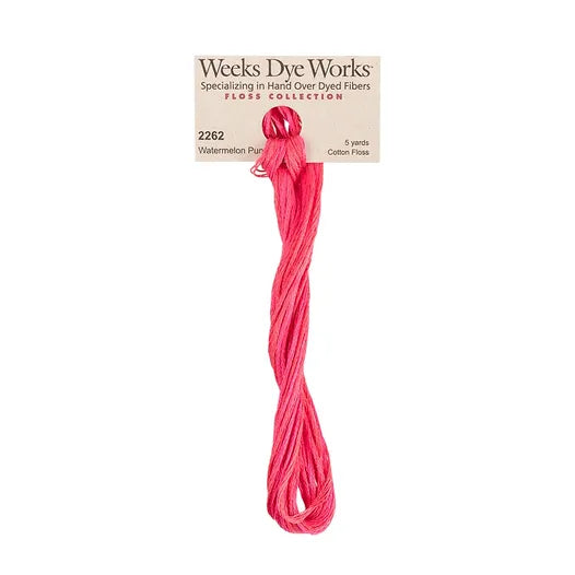 Watermelon Punch #2262 by Weeks Dye Works- 5 yds Hand-Dyed, 6 Strand 100% Cotton Cross Stitch Embroidery Floss