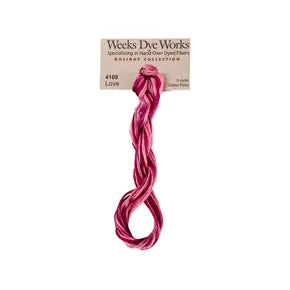 Love #4109 by Weeks Dye Works- 5 yds Hand-Dyed, 6 Strand 100% Cotton Cross Stitch Embroidery Floss