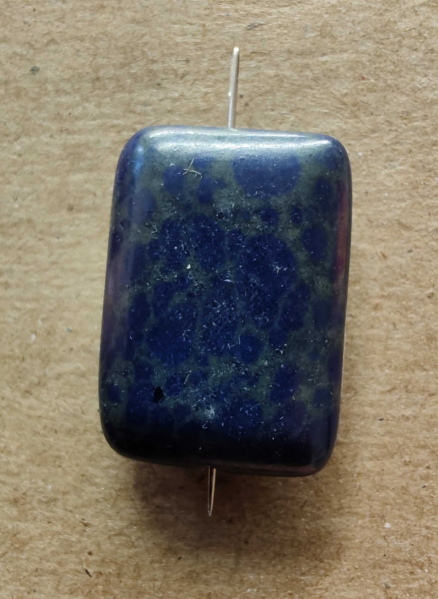 Needleminder- Blue Marbled Stone w/needle hole
