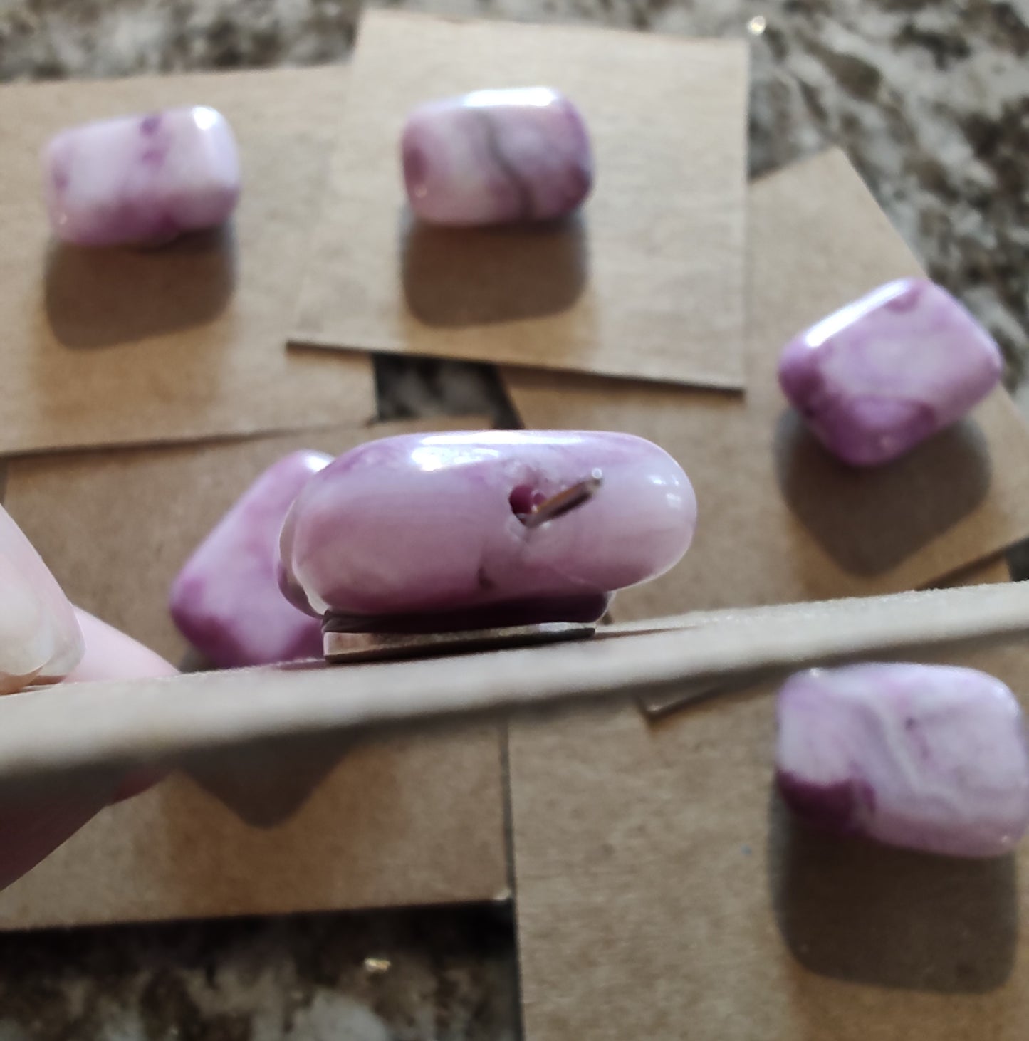 Needleminder-Purple Marble w/ needle hole