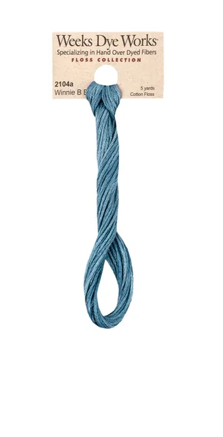 Winnie B Blue #2104a by Weeks Dye Works- 5 yds Hand-Dyed, 6 Strand 100% Cotton Cross Stitch Embroidery Floss