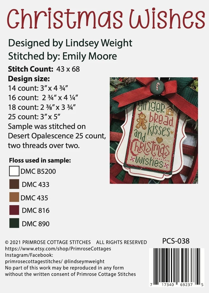 Christmas Wishes – PAPER Pattern – Primrose Cottage Stitches
