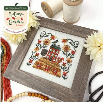 Autumn House on a Hill - Cross Stitch Pattern - Tiny Modernist