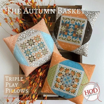 The Autumn Basket Triple Play Pillows - Hands on Design - Cross Stitch Pattern