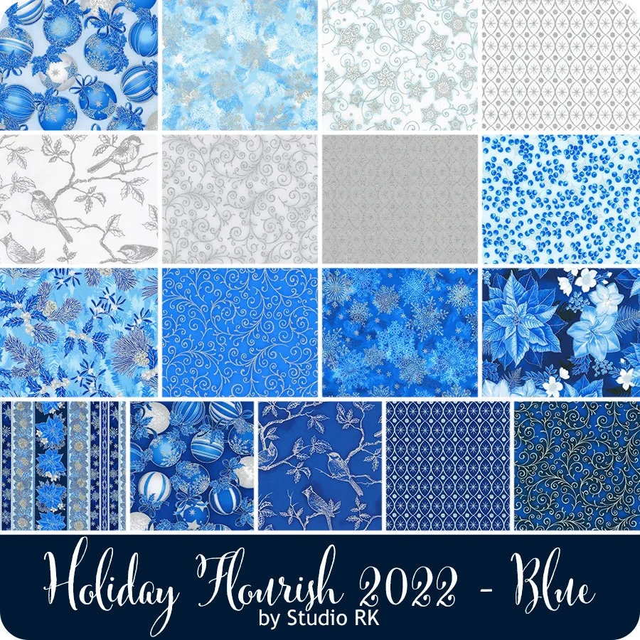 Holiday Flourish - Blue Colorstory by Studio RK for Robert Kaufman