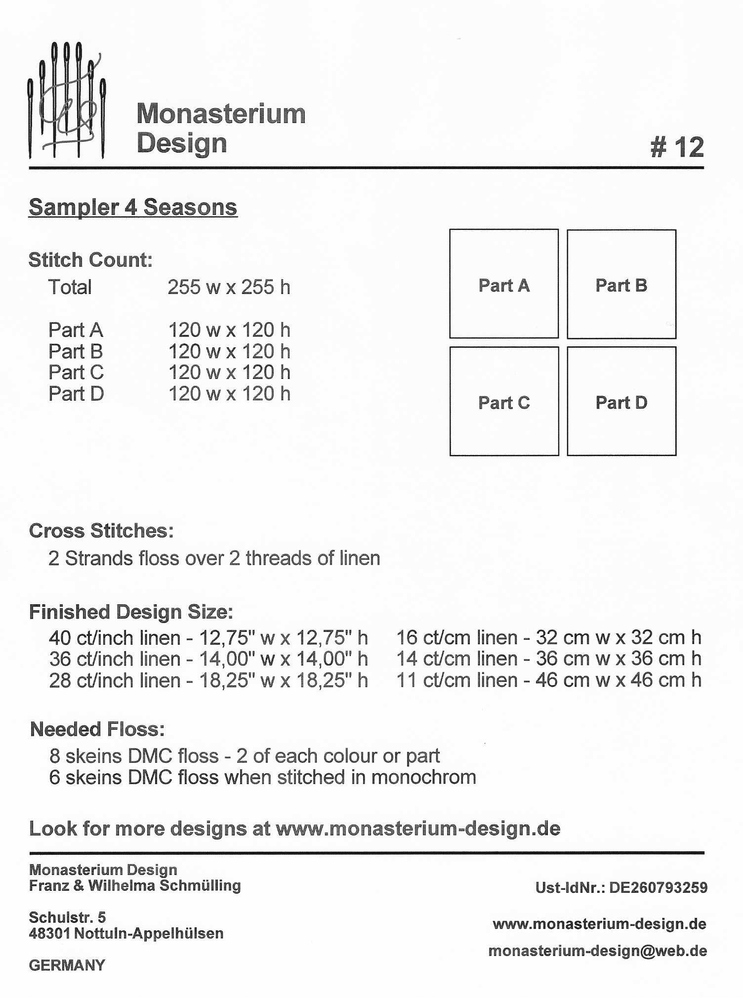 Sampler 4 Seasons by Monasterium Design – Heartland Quilting and Stitching