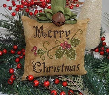 Primitive Merry Christmas Pillow - Abby Rose Designs - This is a paper chart that will be sent to you